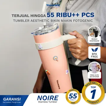 Youware - Noire Stainless Tumblr 1200 (ml) Hot and Cold BPA FREE / tumbler 1.2 Liter bisa Panas dan Dingin tahan hingga 12 JAM  Vacuum besar Stainless steel 304 12 Hour Stainless Straw Ungu Putih Silicon tumbler  2 Liter