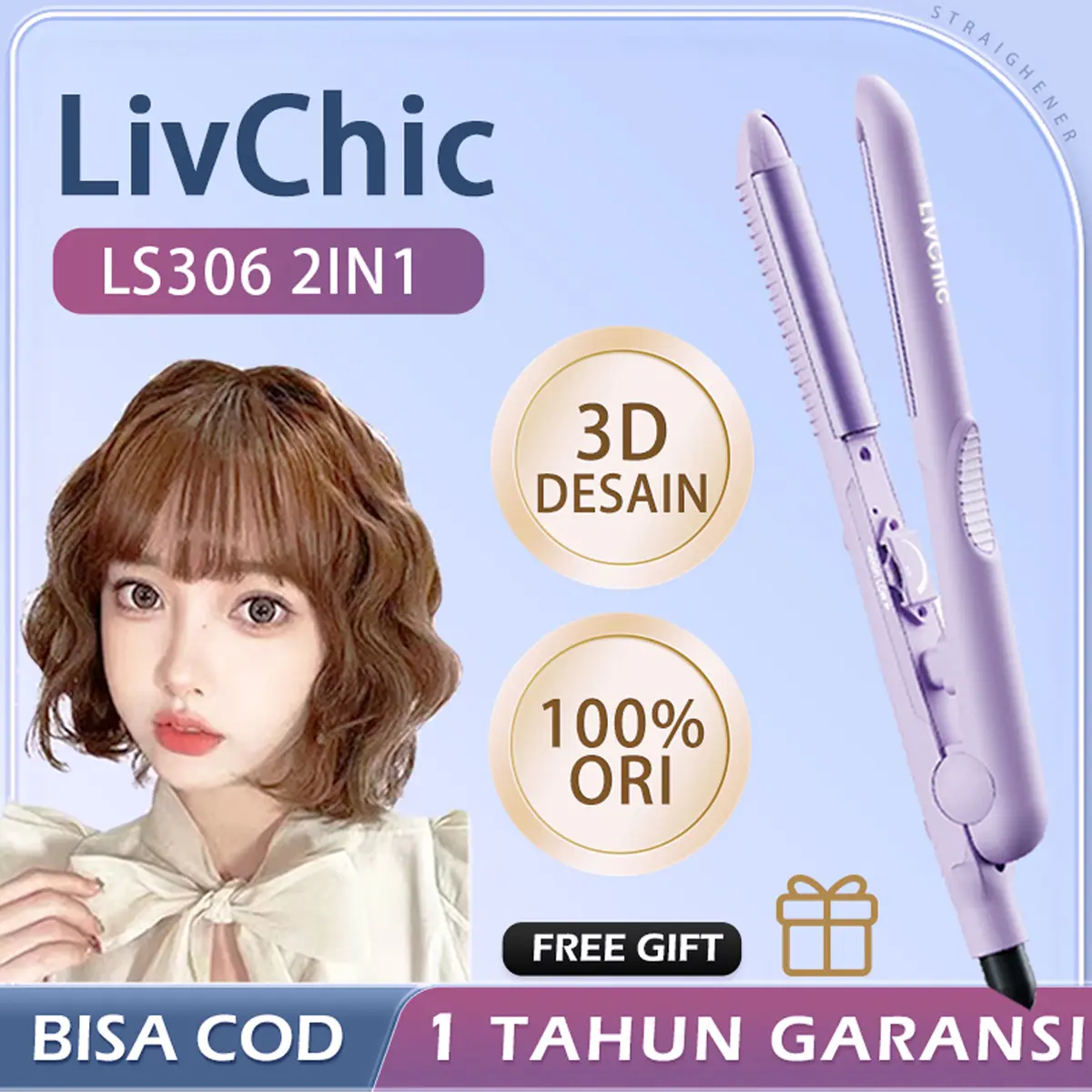 Livchic LS306-1 IN 75W Volume Catok Curved Plate Pelurus Rambut Catokan 2 Warna