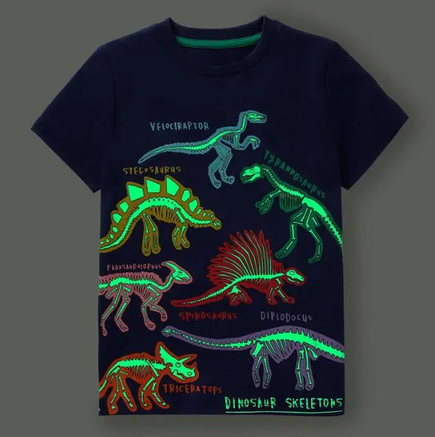 Boys Short Sleeved t-shirt boy Luminous shirt Boy Printed Children Kids children baby Tops Luminous shirts wear Cotton Casual Fashion Summer