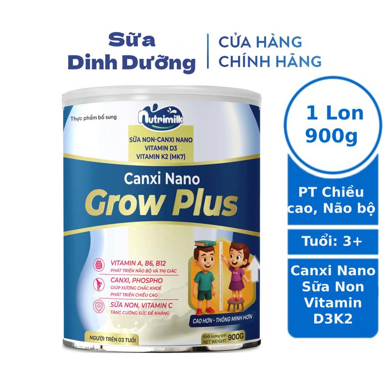 Sữa tăng chiều cao Canxi Nano Grow Plus 900g bổ sung D3K2 dành cho bé từ 3 - 18 tuổi