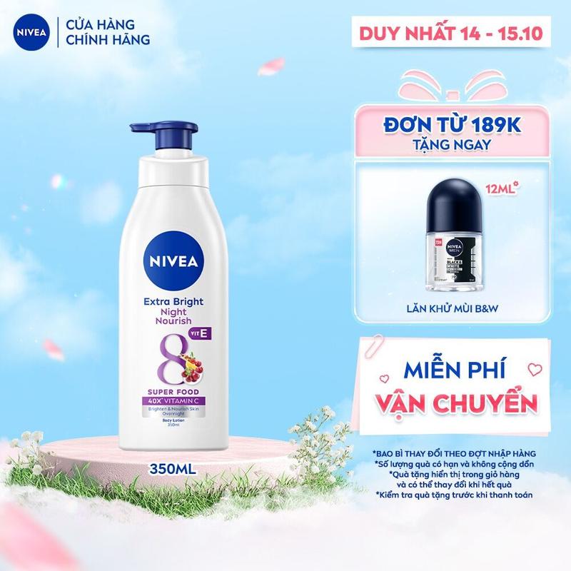 [Hứa Ngân] Sữa Dưỡng Thể NIVEA Extra Bright Sáng Da Ban Đêm - Phục Hồi & Chống Nắng - Dưỡng Sáng Mịn Da (350 ml) Nữ Dưỡng Da Body