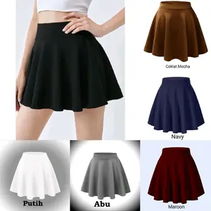 Rok olahraga wanita zumba aerobik fitnes Pakaian Sport adem regular Elastic Waist rok penutup pinggul gym rok polos hitam tennis skirt pelindung sinar uv extra small cepat kering regular fit