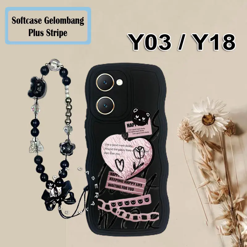Case Gelombang + Stripe viv* Y03T Y03 / Y18 -pelindung handphone viv* Y03 / Y18-[GM05] 4