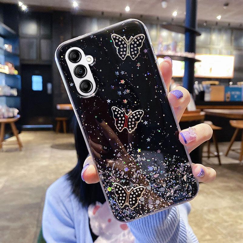 Product Introduction of Soft Casing for Samsung Galaxy A34 A54 5G A14 4G A24 Beautiful Shiny Starry Sky with Butterfly Trinkets Silicone Soft Phone Case Cover 11