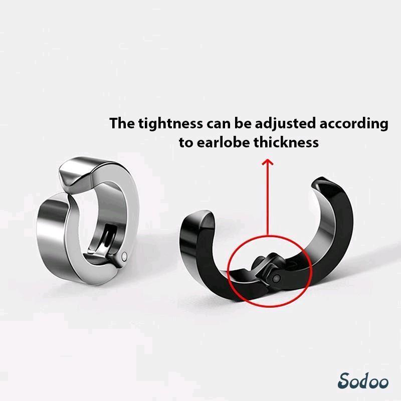 Anting jepit polos pria titanium premium Stainless Earrings Hitam anting magnet pria tiffany and co 3