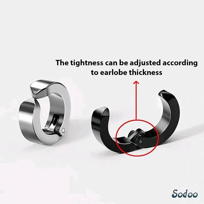 Anting jepit polos pria titanium premium Stainless Earrings Hitam anting magnet pria tiffany and co 3