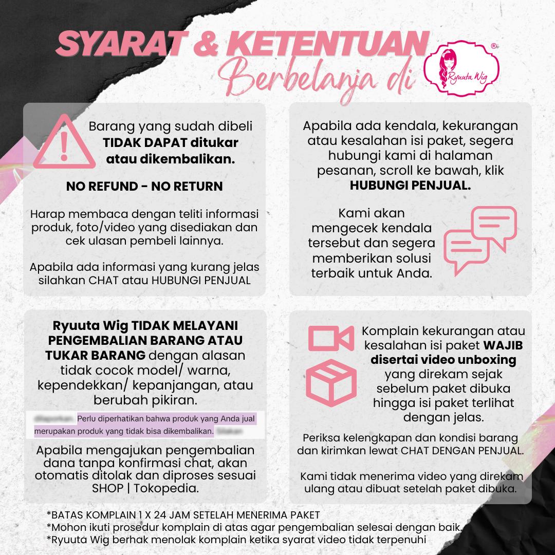 Ryuuta Wig Basic Cap Panjang Gelombang Wave Lolita Ulzzang 58 cm