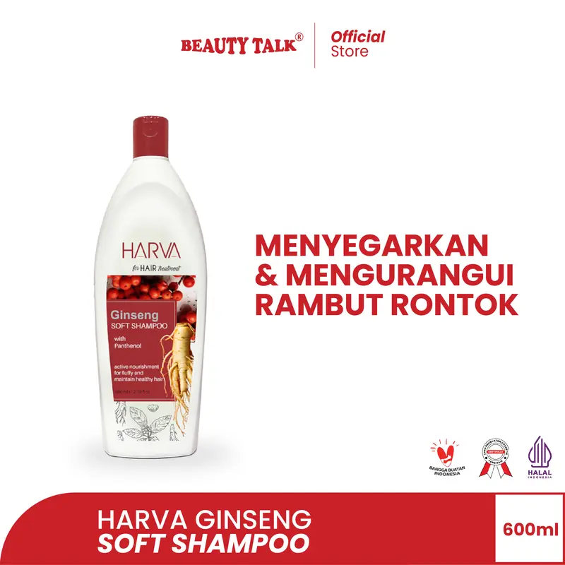 HARVA Natural Soft Shampoo (Ginseng) 600ML |  Haircare Sampo Conditioner Perawatan Rambut Rontok Kering Ketombe Dengan Ginseng Vitamin 0