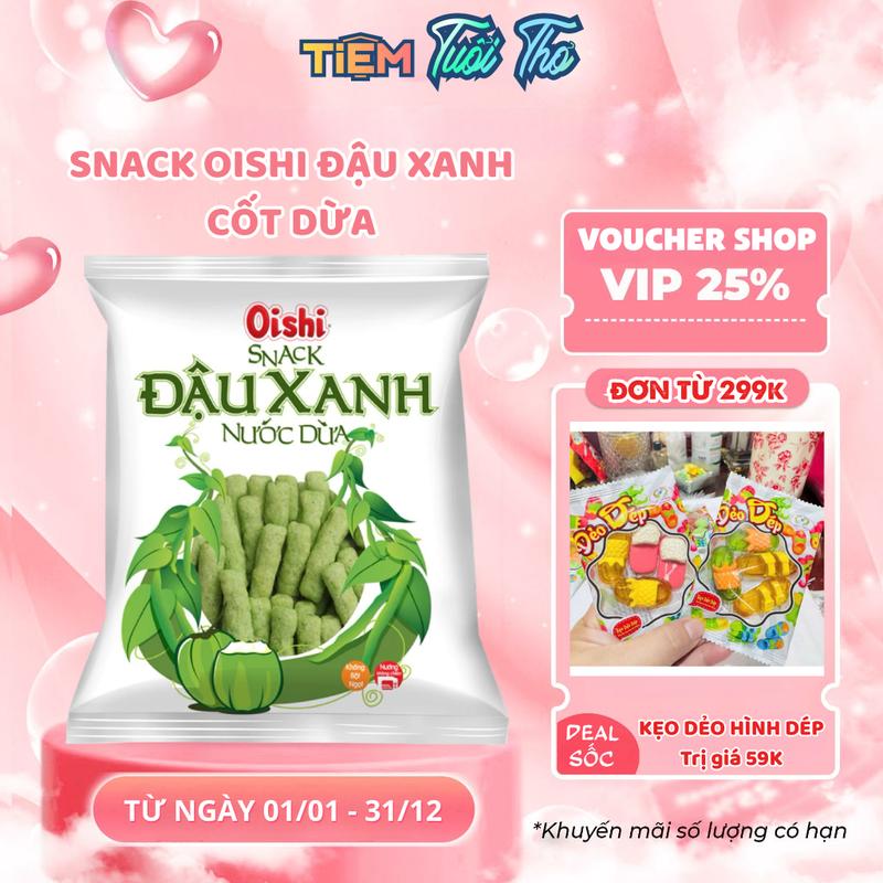 Thời trang Combo 5 Gói Snack Oishi đậu xanh nước cốt dừa - Tiệm Tuổi Thơ