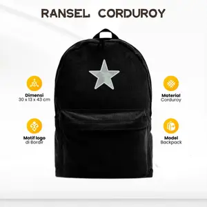 Tas Ransel Pria Wanita Backpack Corduroy Bintang Tas Sekolah & Kuliah Pria Wanita Tas Laptop