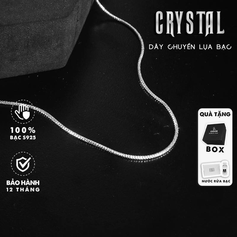 Dây Chuyền nam nữ Lụa Bạc CRYSTAL- Bạc S925 - Lụa mềm họa tiết lấp lánh unisex-Bắt sáng tốt-Tặng kèm box nước rửa bạc khăn lau