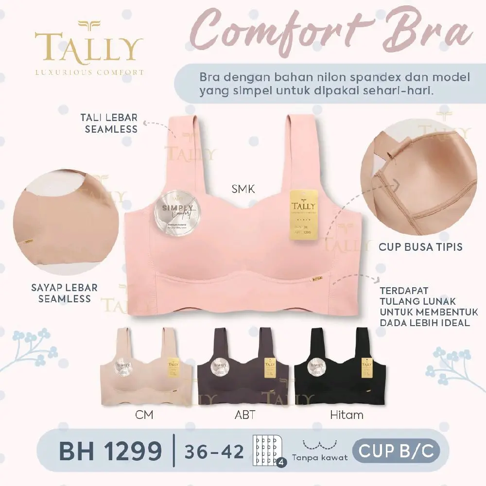 beha Seamless Tally push up kait 4 Bra Wanita