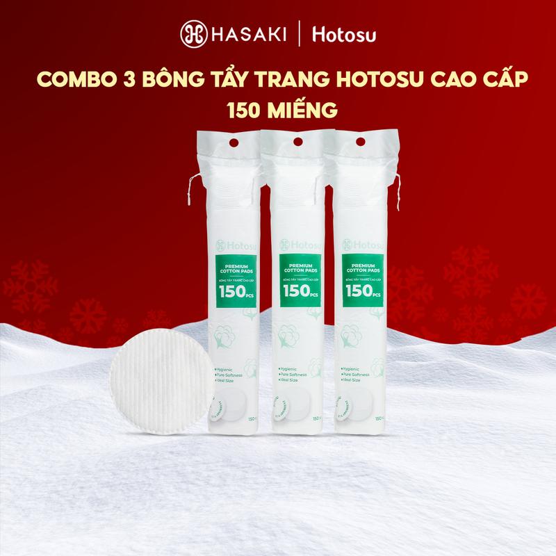 100% Cotton Combo 3 Bông Tẩy Trang Hotosu Cao Cấp 150 Miếng | HASAKI BEAUTY