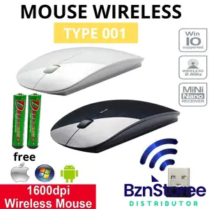 MOUSE WIRELESS SLIM 2.4GHZ /Mouse Wireless PC Wireless Mouse Slim /  Mouse Wireless untuk Windows, Mac, Linux dan ChromeOS