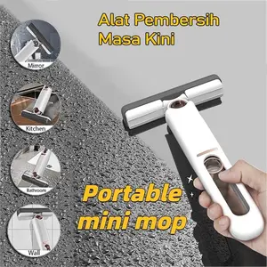 MINI MOP Alat Pel Lipat Tarik Portable Pembersih Kaca Dapur Meja Jendela Ruangan Wiper Multifungsi
