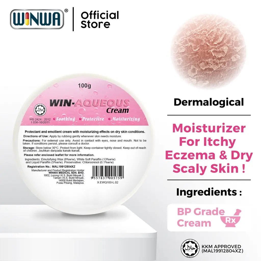WIN-AQUEOUS Cream ( 100g / 500g ) - Intensive Moisturizer for Dry Skin