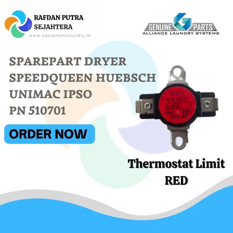 D510701 THERMOSTAT LIMIT RED DRYER SPEEDQUEEN HUEBSCH IPSO 0