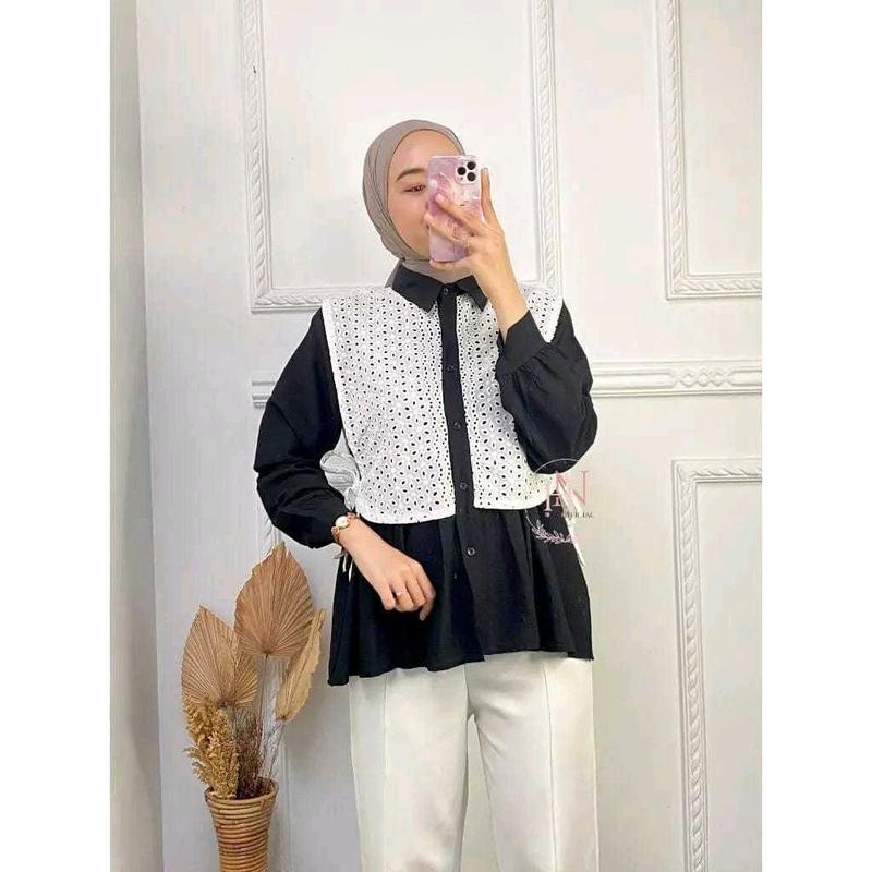 Dena kemeja rompi kekinian katun atasan poly mix katun broklat Wanita Panjang 1