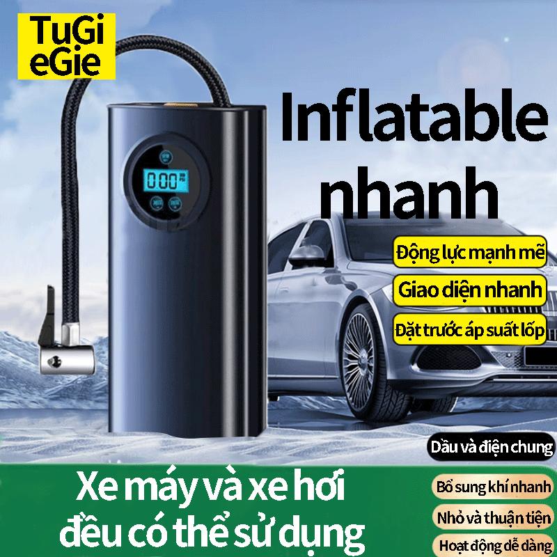  Máy bơm lốp mini cầm tay dùng pin sạc cao cấp TuGei đa chức năng thiết kế nhỏ gọn theo dõi áp suất lốp tự ngắt khi bơm đầy. Bơm lốp xe ô tô Bơm hơi xe ô tô Bơm hơi dùng pin Bơm hơi nén khí Bơm xe đạp Bơm xe máy Bơm xe điện Bơm bong bóng 