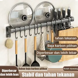 Rak pisau dinding Dapur Stainless Steel Rak Gantung Dapur Multifungsi Rak Tempel Tanpa Bor/Rak sendok Garpu Gantung Dapurd Gantung Stainless Steel Tempat Pisau Sendok Garpu Bu