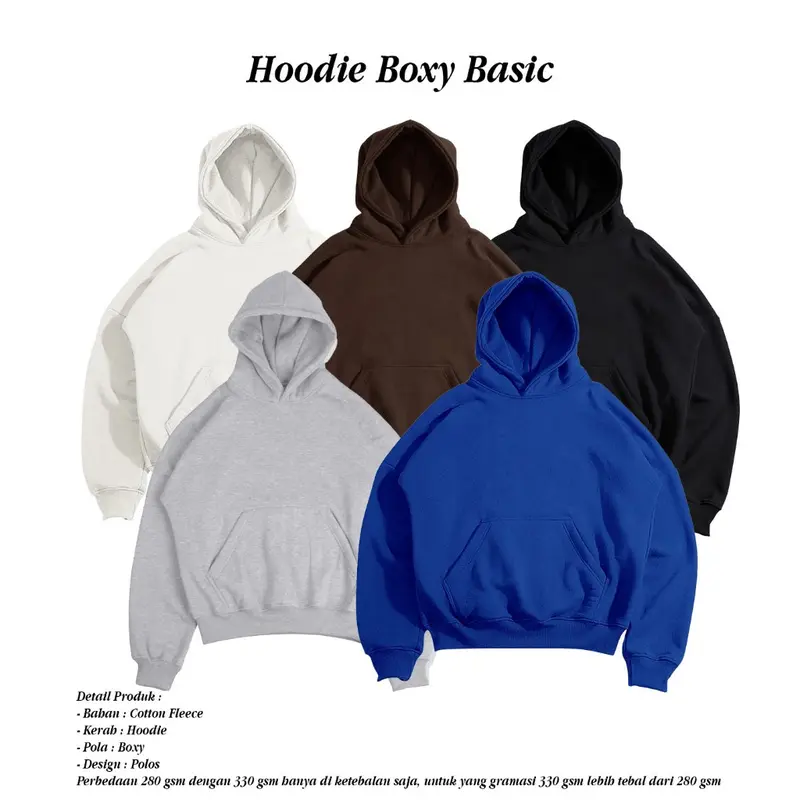 Erfolgreich Hoodie Boxy Polos Oversize Pria Wanita Basic Fleece 0