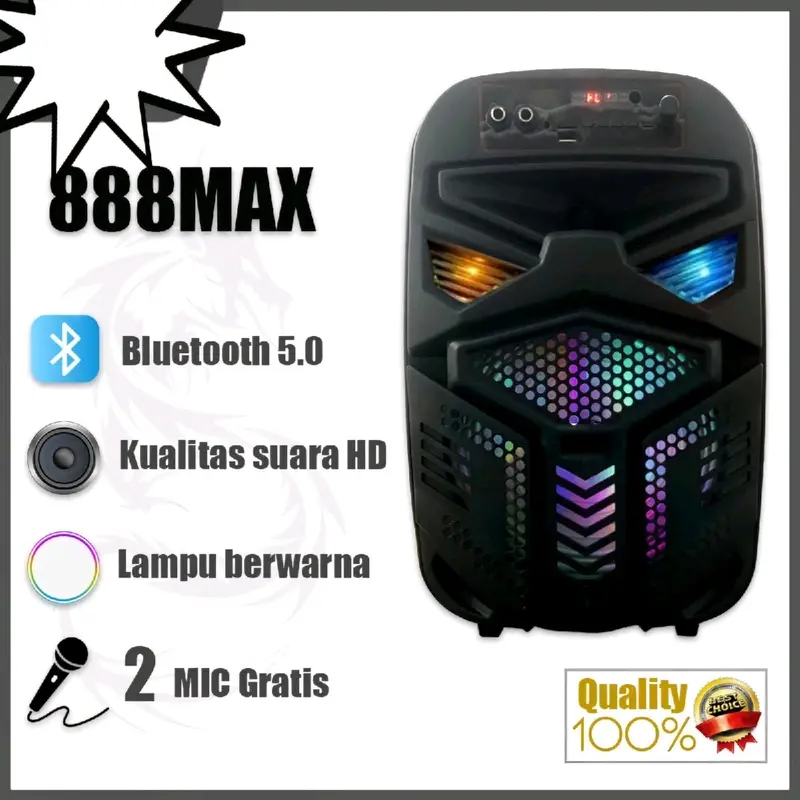 Speaker Bluetooth Karaoke tipe 885 888 815 Bass 9inc Wireless 4