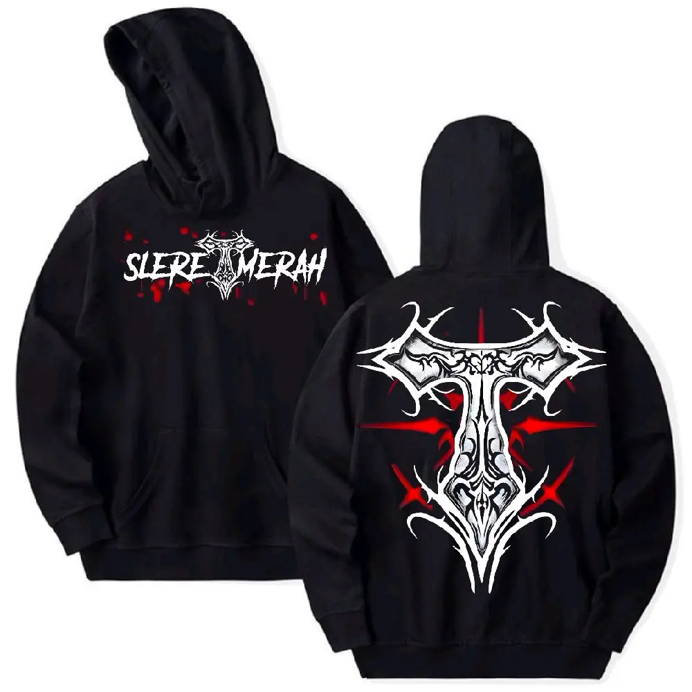 Sweater Hoodie SLERET MERAH KORLAP  Resk Distro Keren Unisex - Tebal, Pria, Wanita, Baju, Hitam, Crewneck Biru Fleece Lembut Nyaman Panjang Basic Sweatshirt Jumper Merah