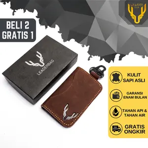 Dompet STNK Mobil Kulit Sapi Asli Leaderbag Terbaru Warna Coklat Vintage Premium Atau Gantungan Kunci Kendaraan Motor Multifungsi Waterproof PABLO V2