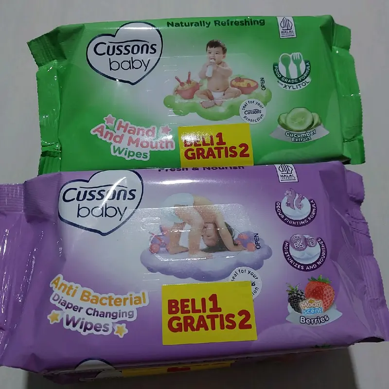 Paket Beli 1 Gratis 2 Tisu Basah Cussons Baby - Tissue Bayi, 45 Lembar - Wipes 0
