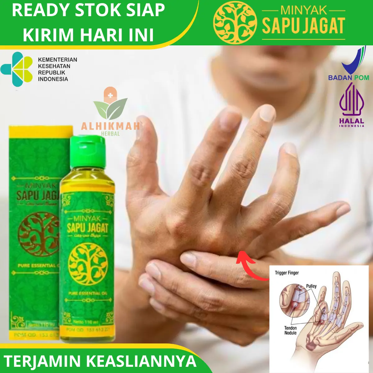 Minyak Sapu Jagat - Minyak Balur Untuk Jari Tangan Kaku / Tringger Finger,  Sakit Sendi Tangan,  Jari Tangan Susah Di Tekuk, Sakit Pada Pergelangan Tangan, Cedera Pada Jari Dan Pergelangan Tangan, Benjolan di Pergelangan Tangan Dan Tangan Bengkak