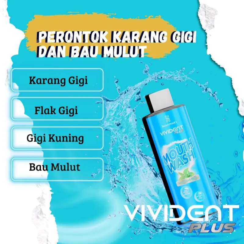 Vivident Plus Mouth Wash Asli Pembasmi Bakteri & Bau Mulut obat kumur gusi bengkak 4