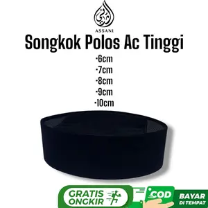 Peci Polos Ac Tinggi 6/7/8/9/10cm Songkok Kopiah Hitam Pria Muslim Dewasa Nyaman