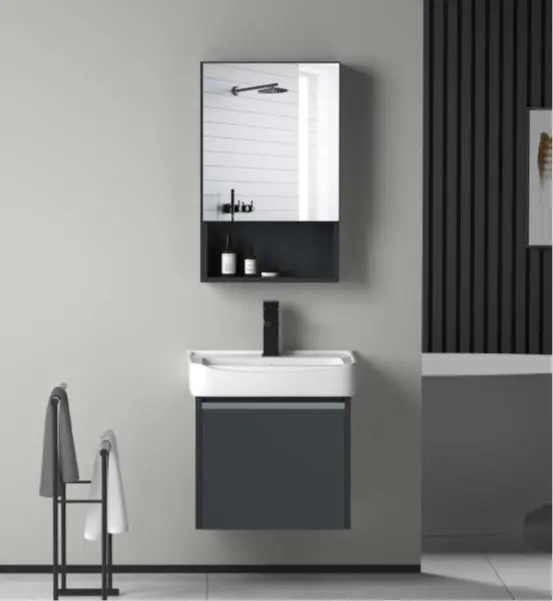 SG stock. Bathroom vanity set c/w normal mirror cabinet, aluminum panel cabinet complete with ceramics basin (101-40）