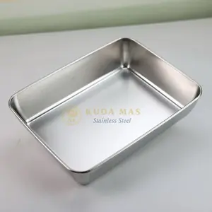 Nampan Stainless KS 40x35x6,5cm / Baking Pan Persegi Panjang Stainless / Tray Wadah Loyang Stainless Tebal dan Tahan Panas