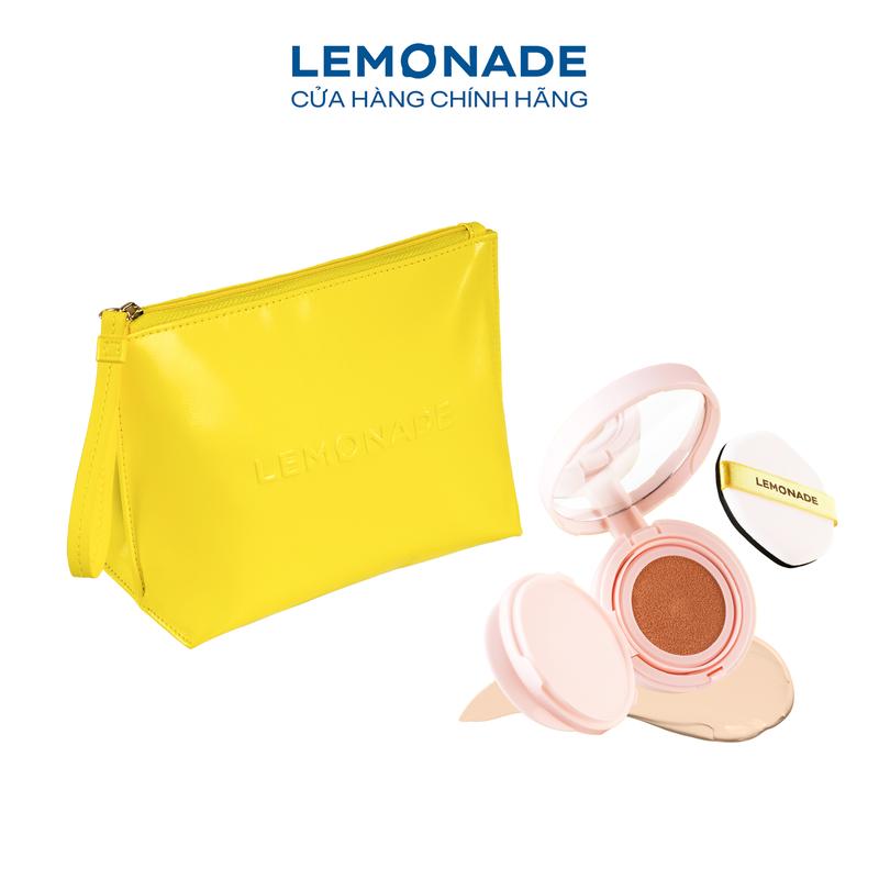 Combo 01 Phấn nước siêu kiềm dầu Lemonade Supermatte Cushion 15g và 01 Lemonade Makeup Bag - Túi đựng mỹ phẩm