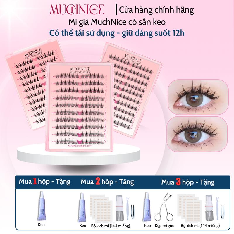   Mua 2 tặng 2 - Hộp lớn  Mi giả tự dính không cần dùng keo MuchNice dễ gắn chắc chắn mềm mại có thể tái sử dụng nhiều lần Cosmetic nữ Women 