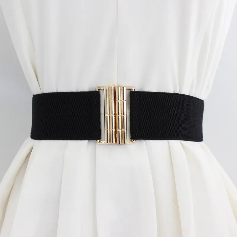 Four Seasons Casual Ladies' Elasticated Stretch Waist Band with Dress Fashion Rubber Belt New Decorative Belt Belts for Women