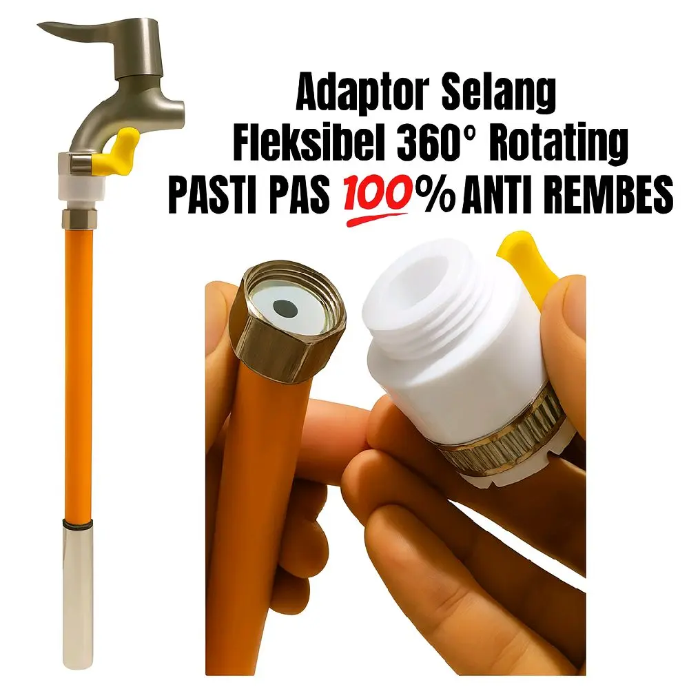 Sambungan Kran Booster 360° – Semprotan Air Fleksibel | Konektor Adaptor Drat 1/2 ke Selang