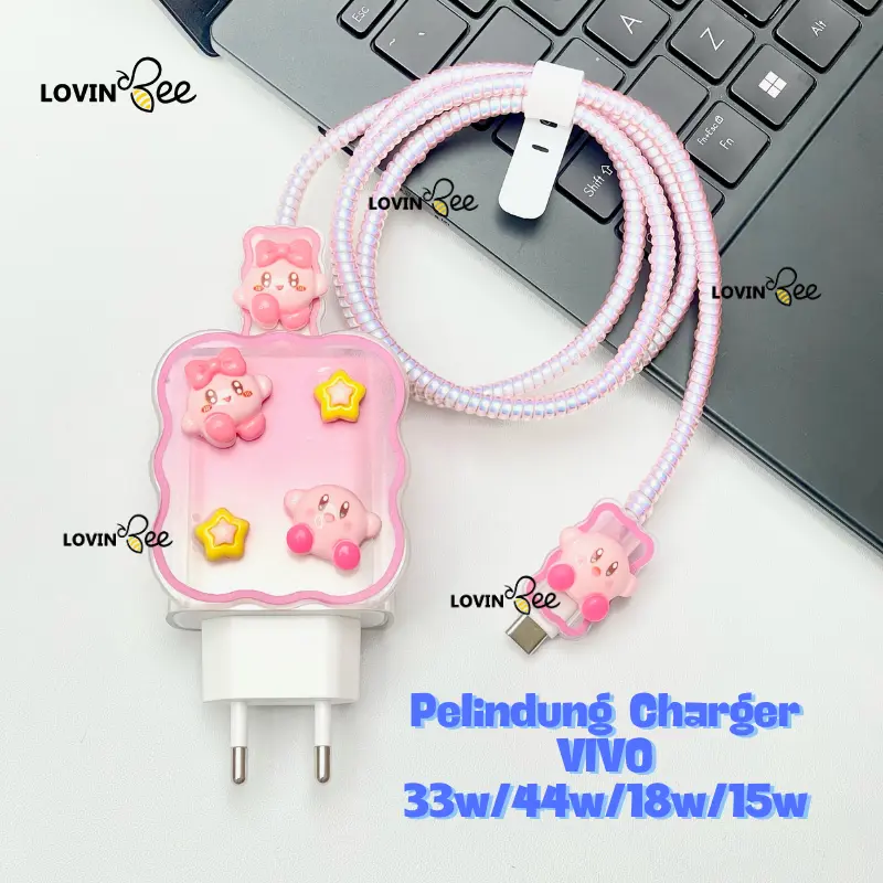 Vivo Charger 33w&44w&15w&18w(BIG) Pelindung Kabel & Kepala Charger Set 5 Pcs Motif Lucu Untuk Vivo