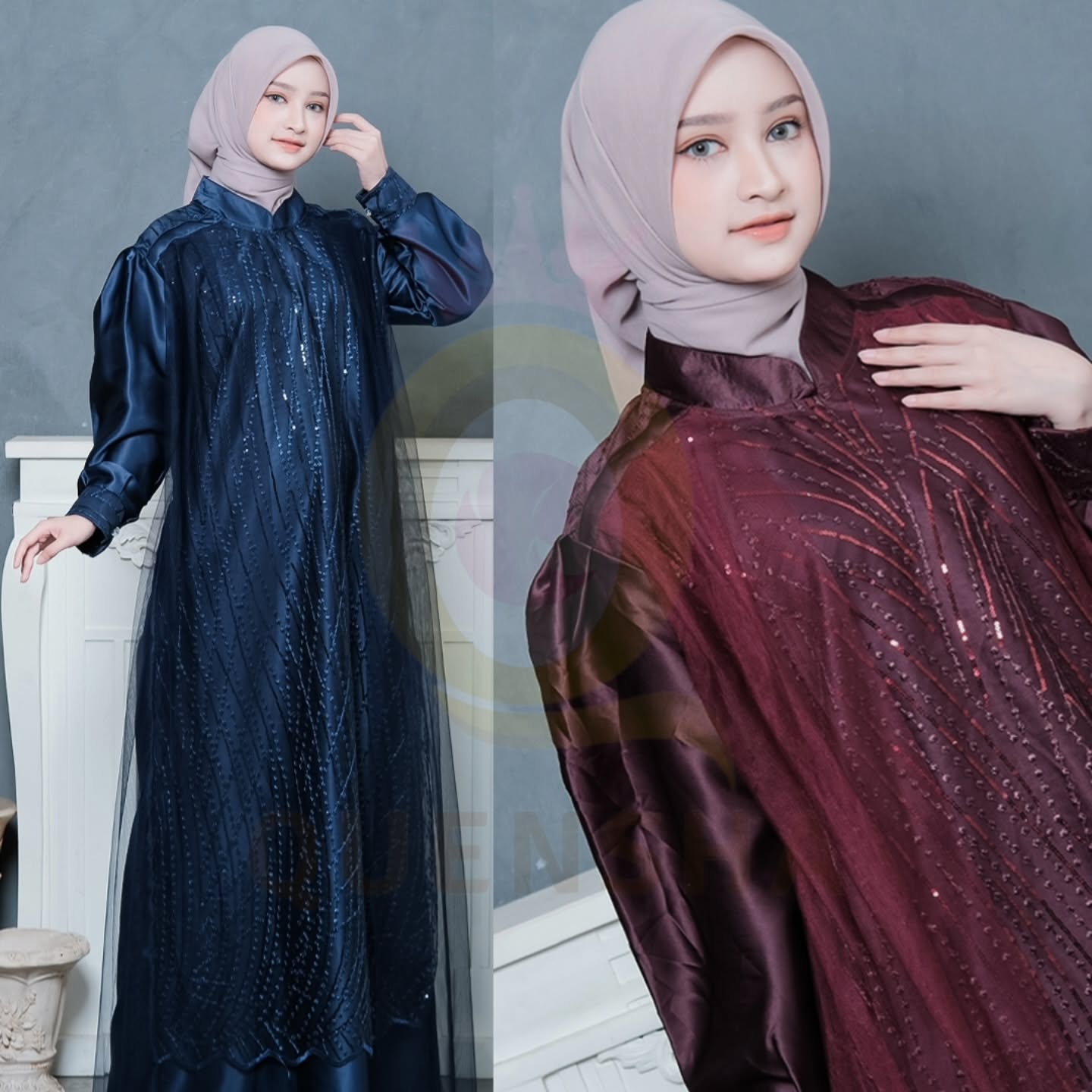 Baju Gamis Pesta dan Lebaran 2026 Model Terbaru Dress Kondangan Kekinian Bahan Silk Aksen Brukat Mewah Leyyaa Dress by Quensha