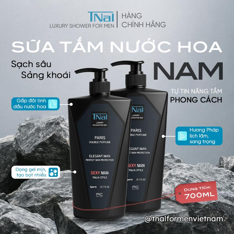  TNal' Luxury - COMBO 2 Chai Sữa Tắm Nam 700ml + 700ml - Sang xịn quý phái thơm lâu  siêu tiết kiệm 