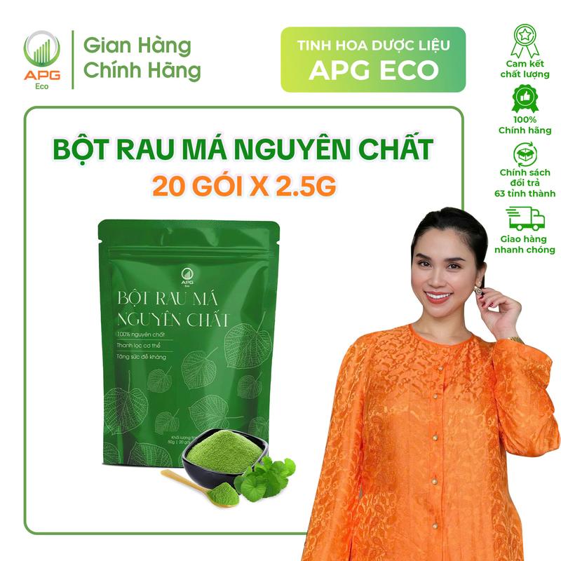 Bột Rau Má Nguyên Chất APG ECO, Quy cách túi 2.5g x 20gói