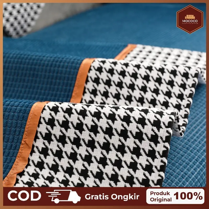 Mococo COD Cover Sofa Sarung Sofa Penutup Sofa Pola Houndstooth Lembut / Alas Handuk Sofa Alas Blanket Sofa 1 2 3 4 5 seater L 4
