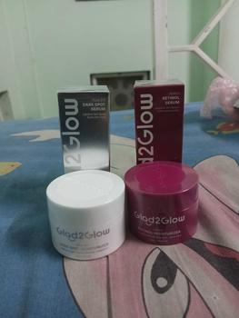 Product Review of [BPOM] Glad2Glow 2pcs bundle Skincare 2in1 Paket - Moisturizer+Serum Glowing Anti-acne Dark spot Barrier Bright Blueberry Ceramide Centella Berjerawat Memudarkan Mencerahkan Pencerah Wajah Arbutin Acid Extract Niacinamide Cooling Pelembab Melembutkan from B**h 1
