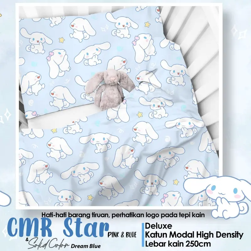 Sprei Gania Katun Lokal Cinnamoroll Super Adem Halus Tidak Berbulu 3