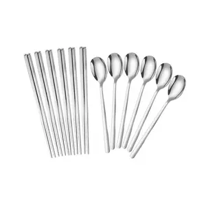 [celyhome] Funnycook Sendok Korea Tebal 6pcs + Sumpit Korea Tebal 5 Pairs Stainless Steel