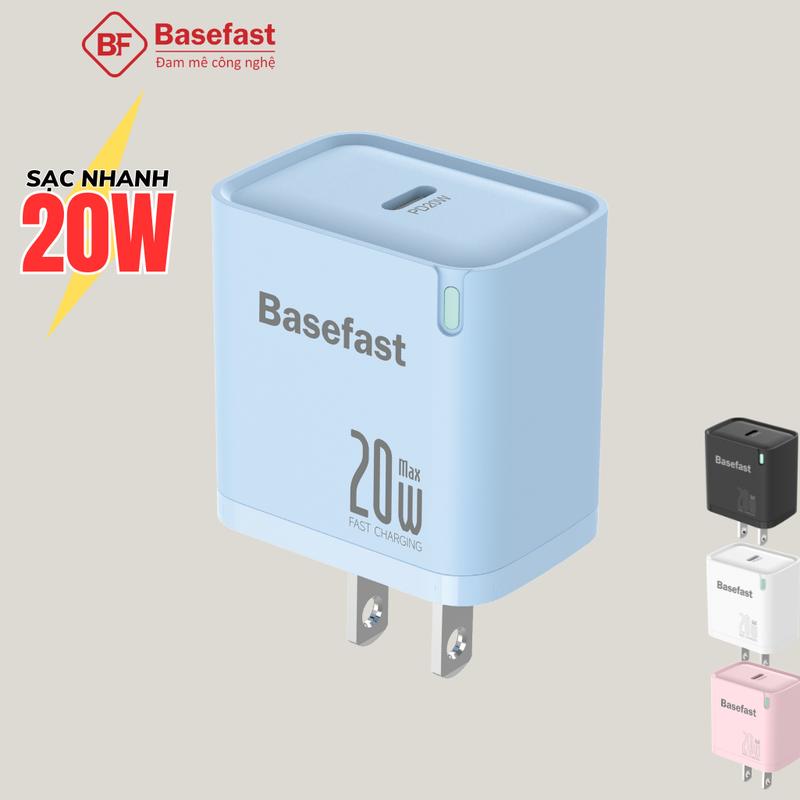 Củ sạc nhanh 20W Basefast cốc Type C công nghệ GAN chống quá tải điện cho iP,Samsung,oppo,xiaomi ...