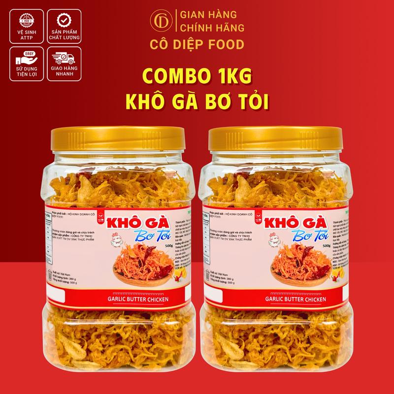  Khô Gà Bơ Tỏi Thơm Ngon Loại 1 - Hủ 1.5KG  1KG - Cô Diệp Food   Đồ Ăn Vặt Snacks  Đầy Đủ Hồ Sơ Công Bố & Kiểm Nghiệm Sản Phẩm  