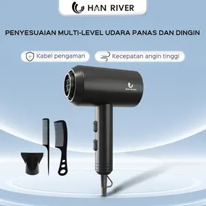 HAN RIVER Hair Dryer (Box Kecil) Pengering Rambut Bentuk Palu Hitam 800W HRHD02BK