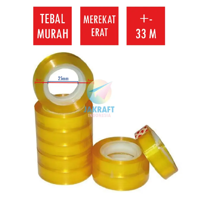 (12 Roll) Isolasi Kado Core Kecil JOYKO STT-30 Selotip 12 mm x 45 Meter Cellotape 1/2" Inch Clear Putih Bening | SLOP 0